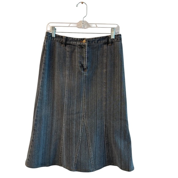 Laura Ashley Dresses & Skirts - VINTAGE Laura Ashley Denim Skirt Size 6 Blue Flounce Hem Retro 90's Casual Boho